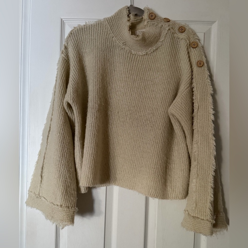 Hashttag Cozy Beige Button-Detail Sweater
